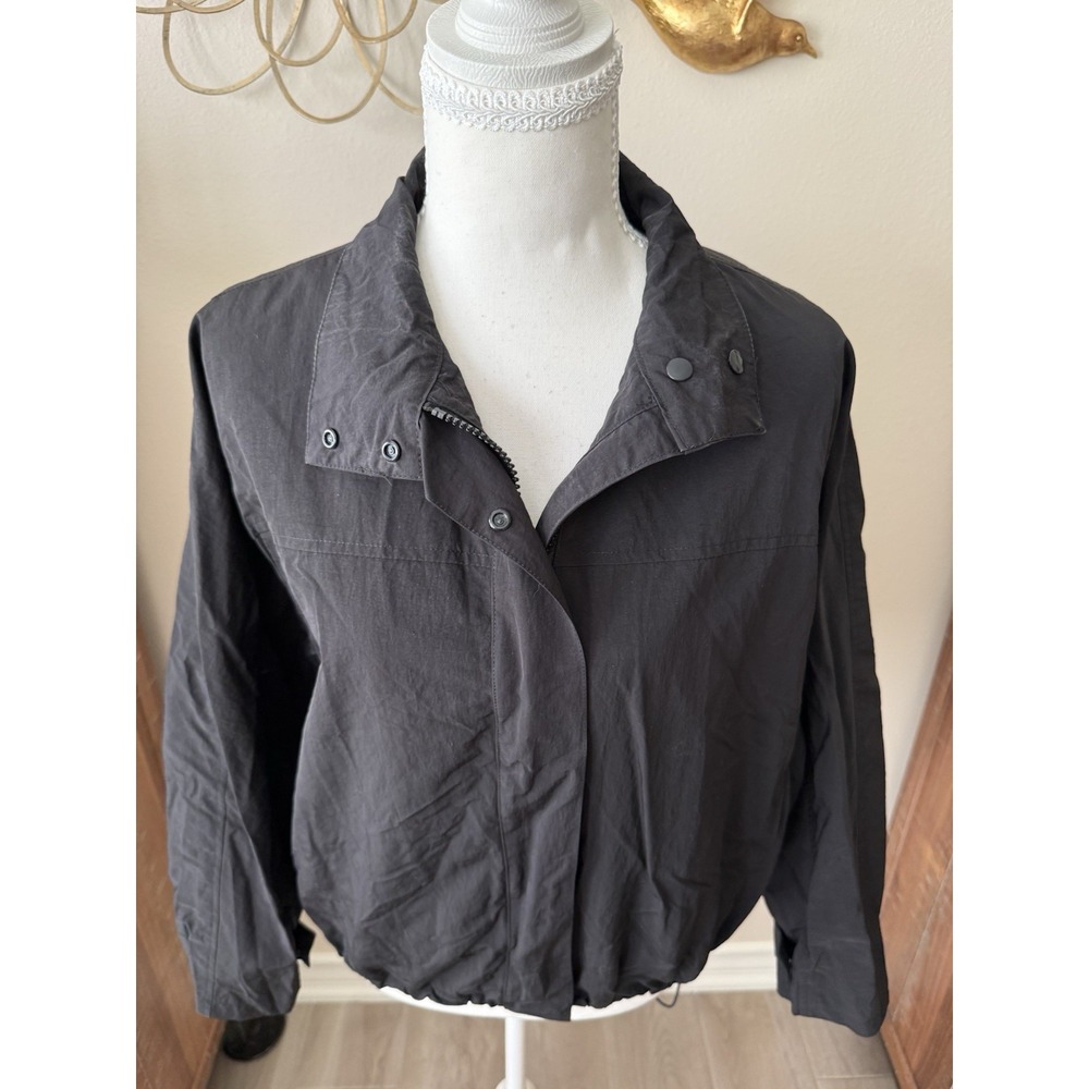 Lioness Shoreline Windbreaker Jacket Women S Black Cotton Oversized Drawstring - Picture 6 of 12